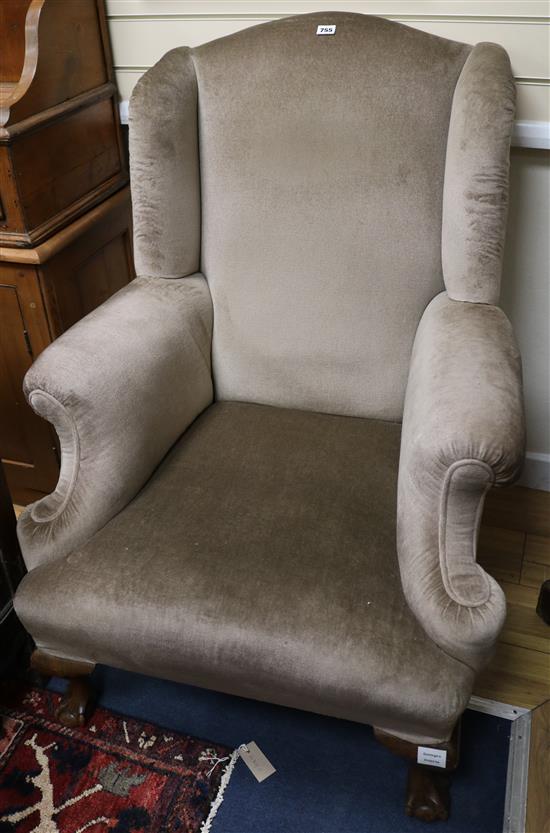 A wing armchair